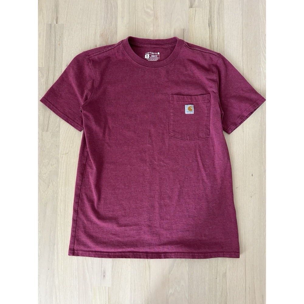 CARHARTT Women's Red Maroon Crewneck Cotton Tee T Shirt Sz Medium Loose Fit